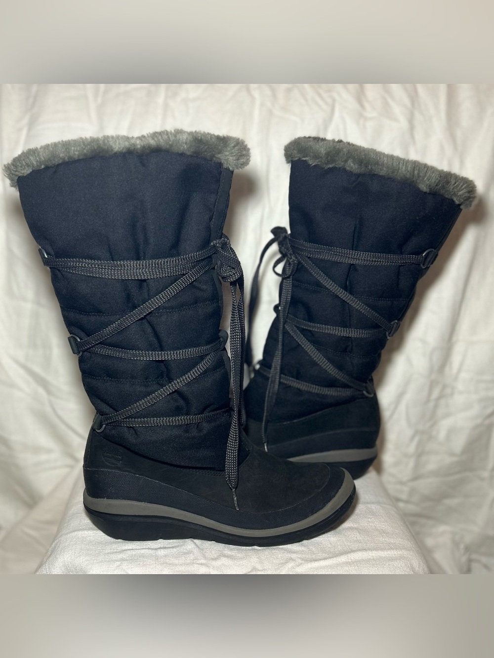 Timberland Black and Gray Women's Insulated Winter Lace-Up Boots